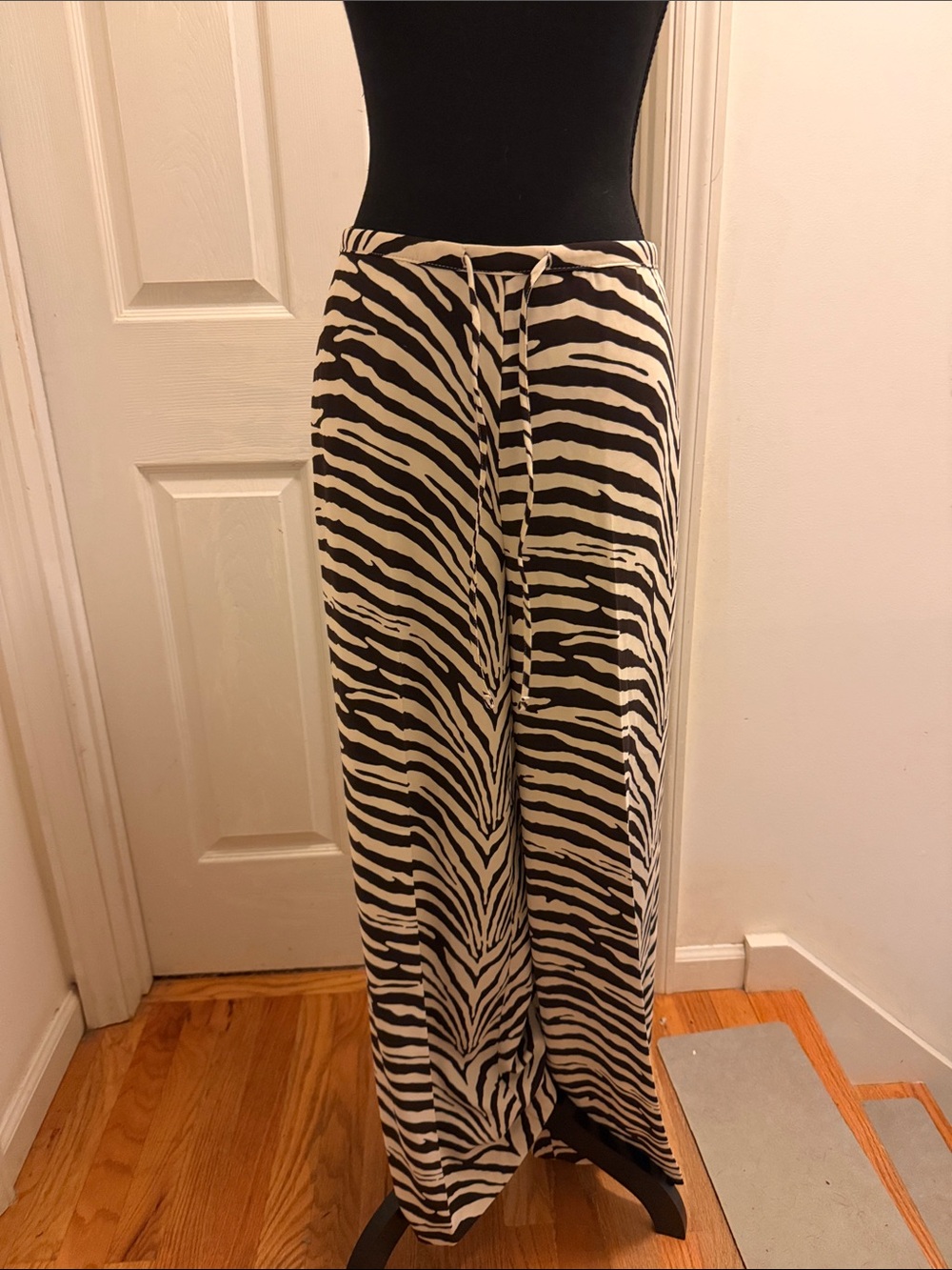 Marks & Spencer Chocolate Brown and Winter White Zebra Print Wide Leg Pants